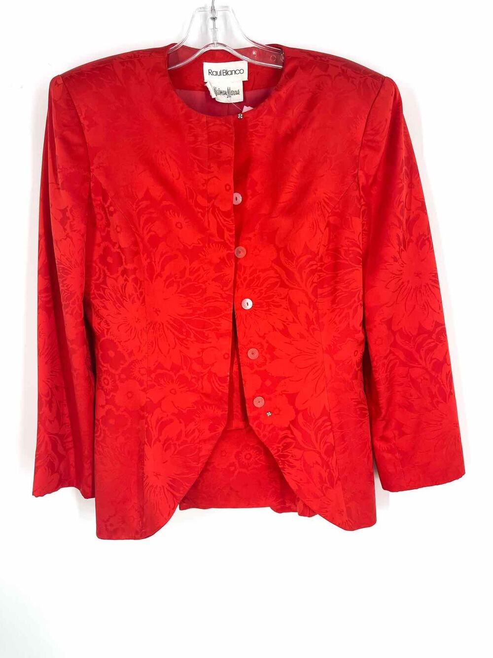 Raul Blanco Size 6 Red Floral Silk Vintage Dress Set